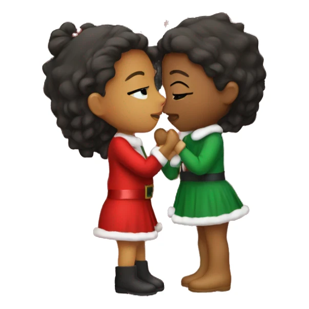 Girls kissing in Christmas attire sticker