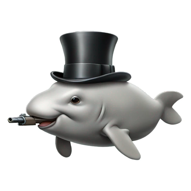 Dugong holding a gun wearing a top hat  sticker