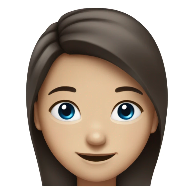 long dark brown hair girl with blue eyes smiling sticker