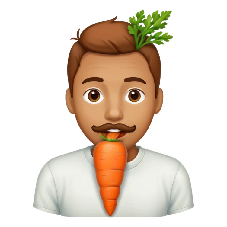 man head with carrot in mouth sticker