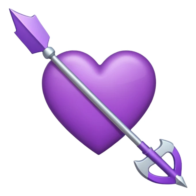 purple heart pierced by an arrow, iPhone emoji style, heart more rounded sticker