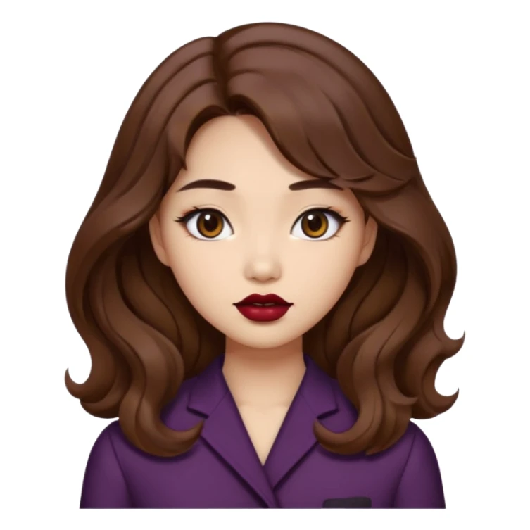 Baddie girl with brown weavy hair and corean skin sticker