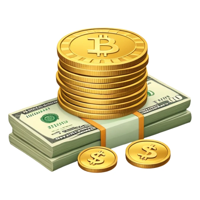 stack of coins and a banknote symbolizing money in logistics sticker