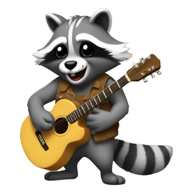 Furry raccon eat cookie andand he holds a guitar in his hand sticker