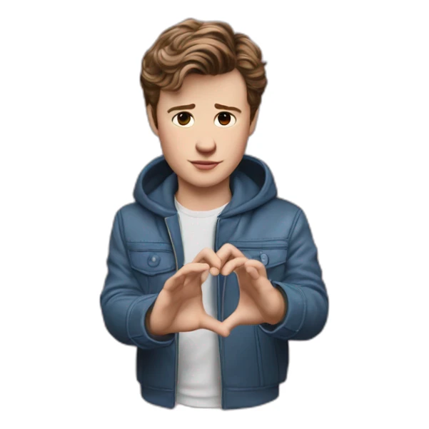 Ansel Elgort as Baby Driver with hands making a heart shape  sticker