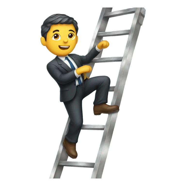 man in a suit climbing a metal ladder sticker