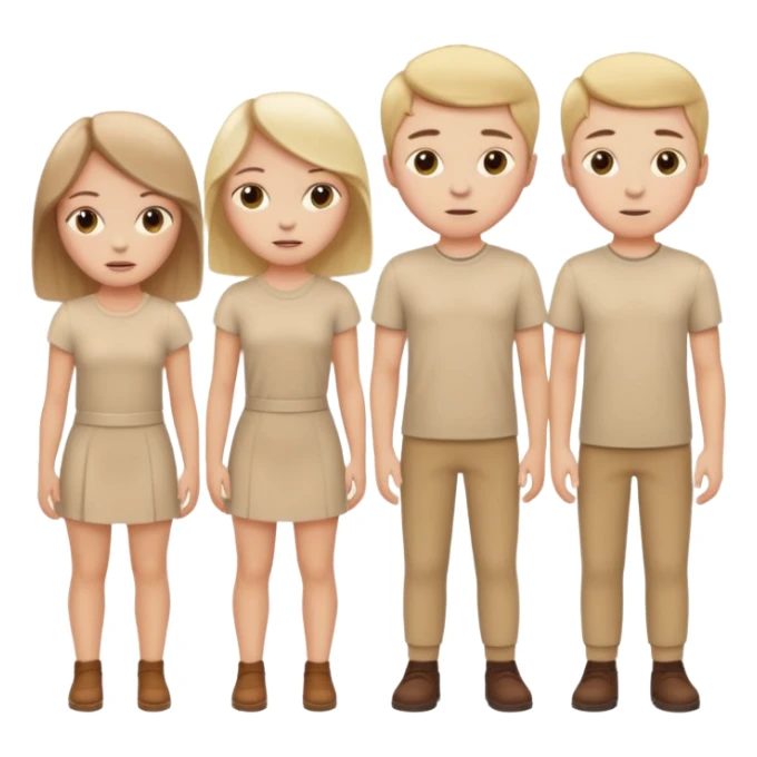 4 white girls and 2 white boys in beige clothes sticker