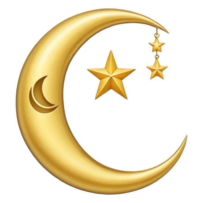 Star and Crescent emoji with black background and no face only star and crescent. sticker