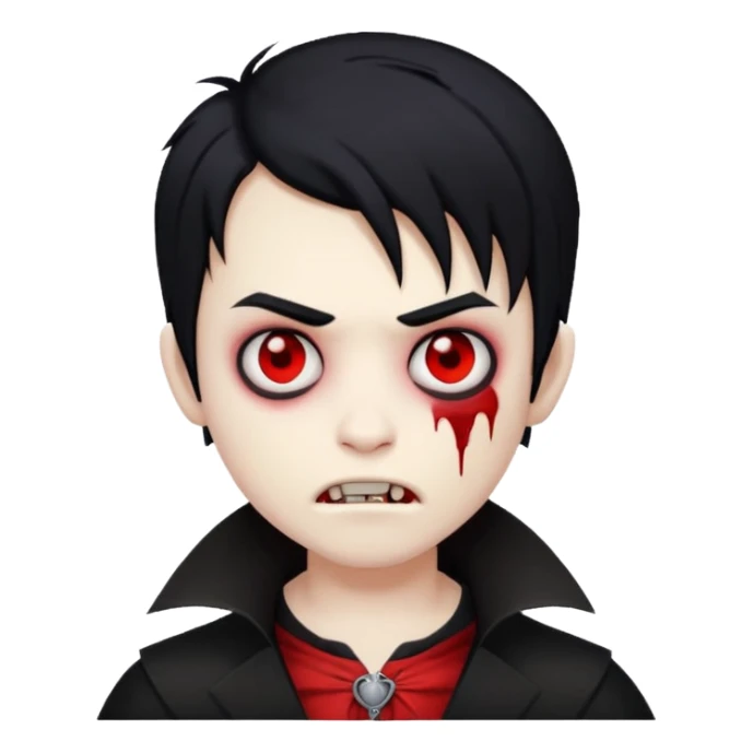 Boy vampire zombie with black hair emo emoji sticker