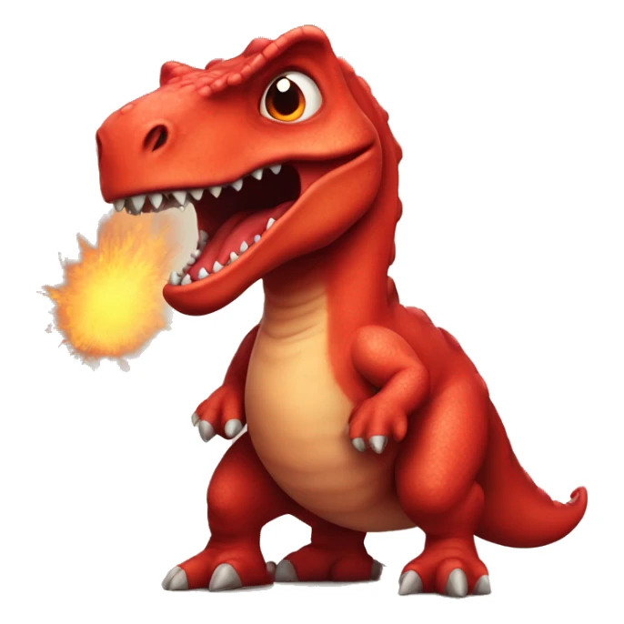 red dinosaur is angry in the eyes of fire sticker