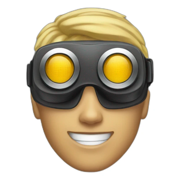 person with goal virtual reality goggles on his or her eyes sticker