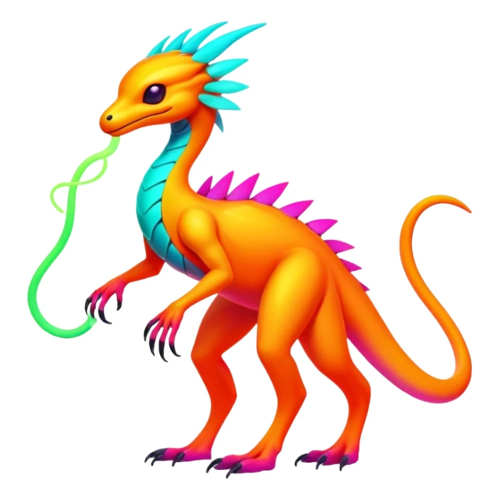 Exotic futuristic lush warm-colored neon Fakémon-creature (full body) sticker