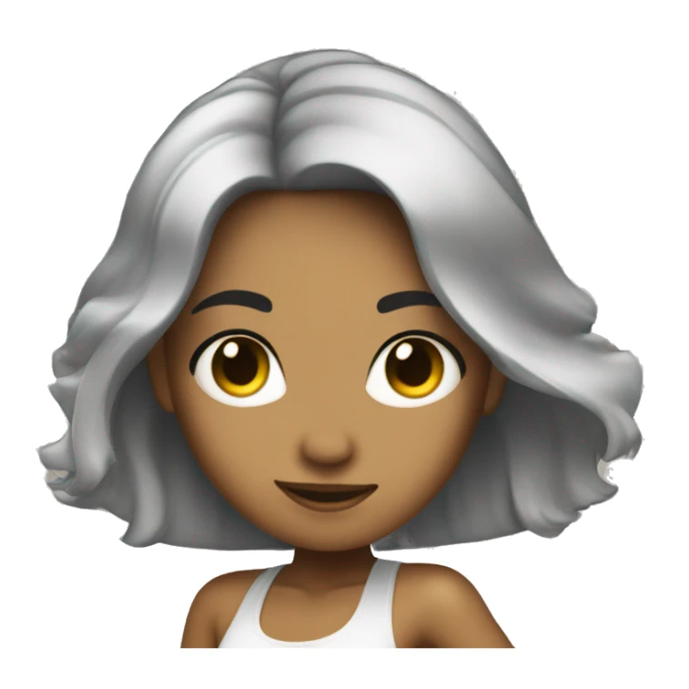 tan girl, with long black hair, disco dancing sticker