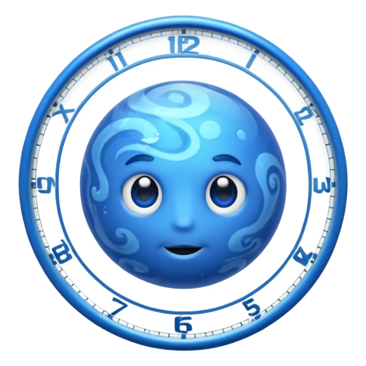 Planet Neptune with clock hands inside of it sticker
