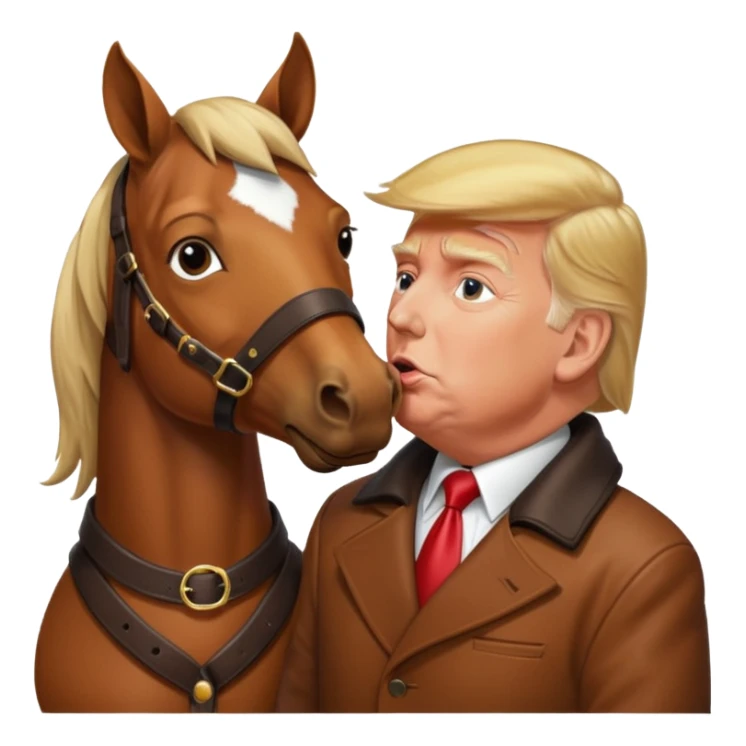 Donald trump kissing a horse named bubba (bubba on its collar) sticker