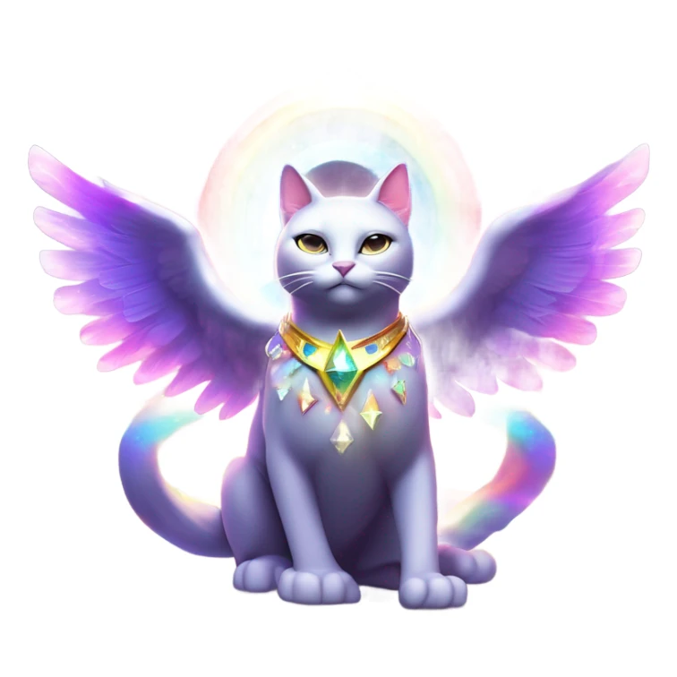 Reality Bending Buff Omega ultra cosmic galactic hyperverseal alpha Transcendent Heavenly Rainbow 5th dimensional Diamond ultra mega surpream beyond Omni-Cat God with wings and a ring around its body and another ring above it’s head full body sticker