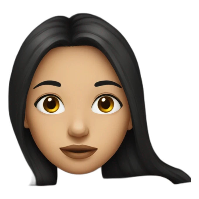 Girl with dark long hair in bed sticker