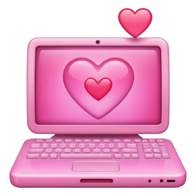 Pink computer with a little heart in the middle sticker