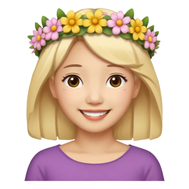 asian woman blonde flower crown sticker