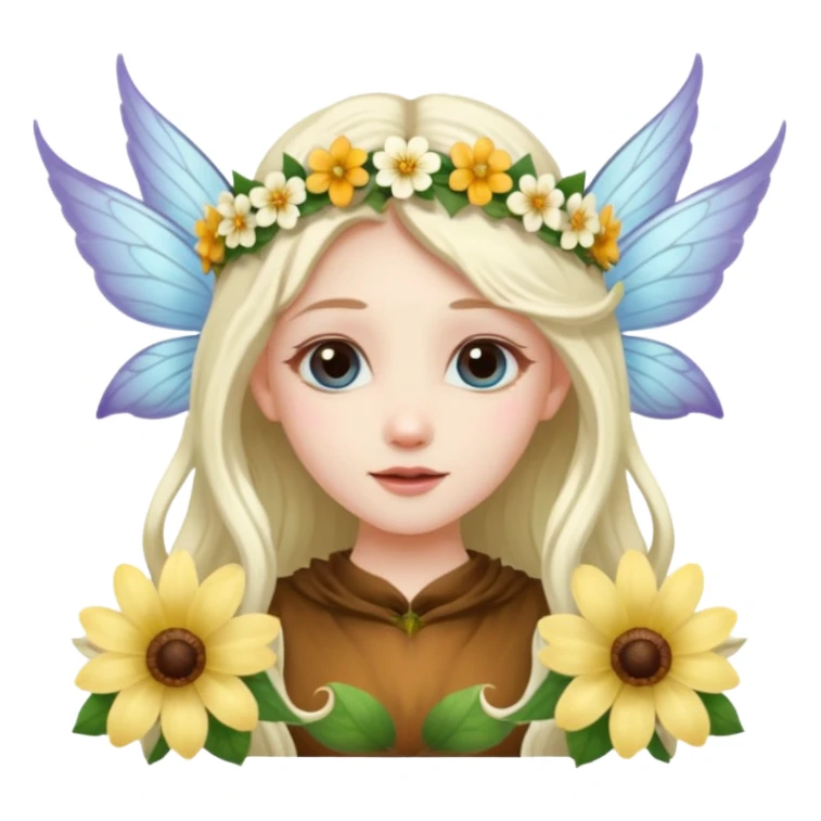 Fairy with wings flower crown on head sticker