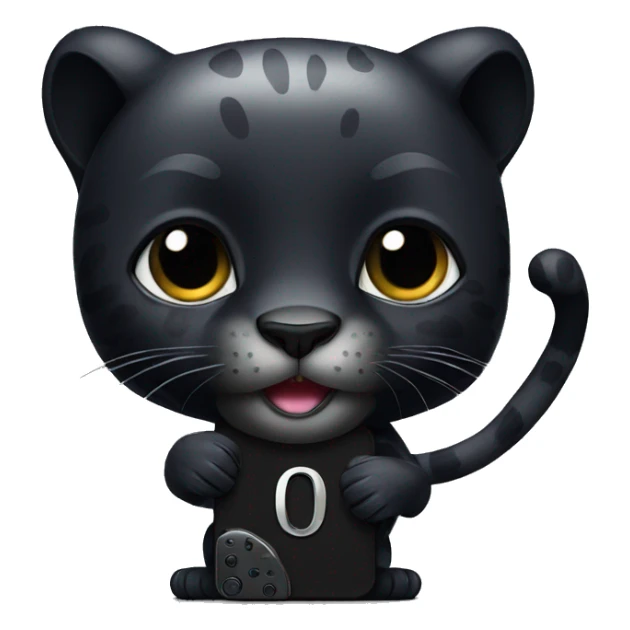 A black panther holding a phone with the number 0 in its paws sticker