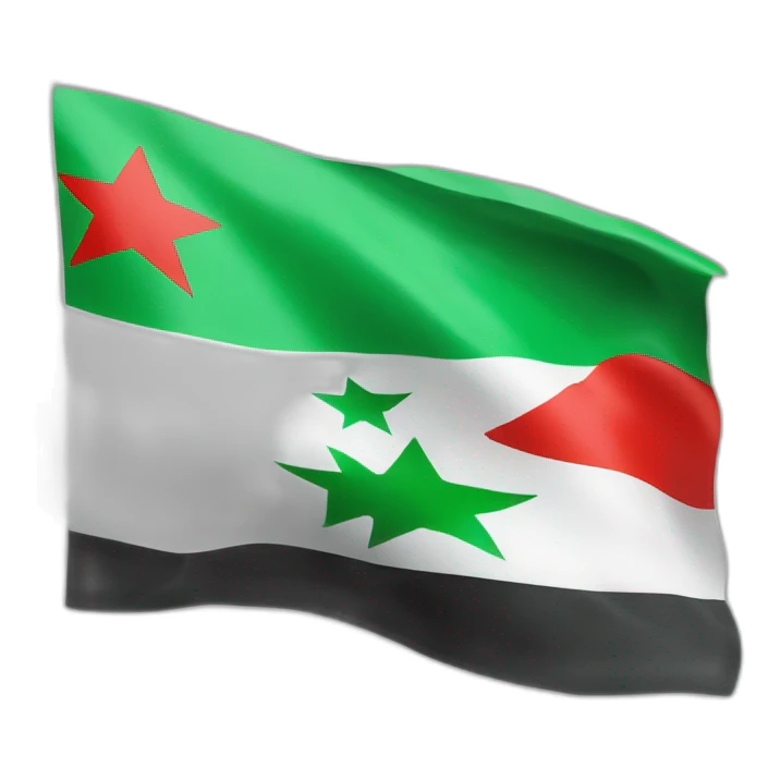 Freedom Green Syria Flag Green on top, White in middle, Black on bottom, three red stars in the middle of the flag on the white section sticker