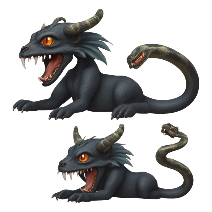 garuda snake demon who resembles a baphomet cat creature with fangs sticker