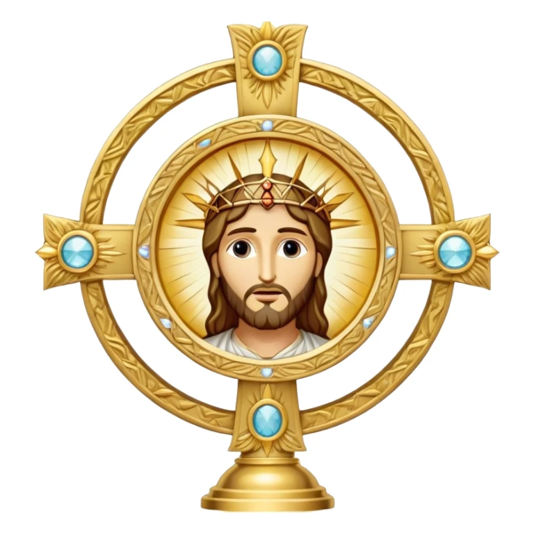 Eucharistic monstrance emoji with Christ’s face sticker