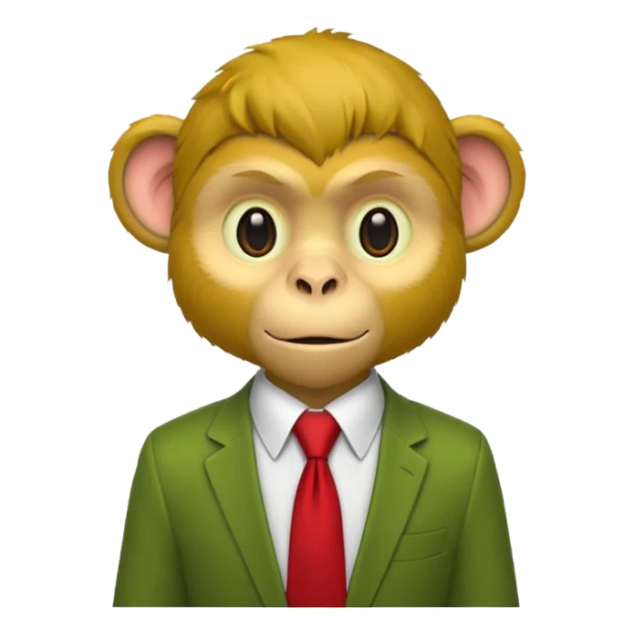 yellow monkey with green shirt,red tie sticker