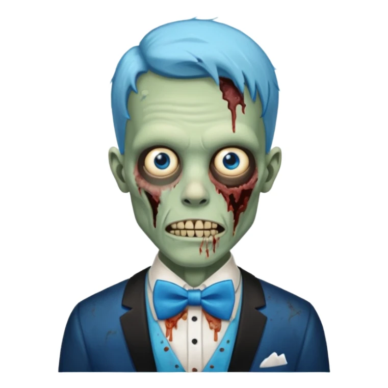 zombie zombie waiter with blue bow tie sticker