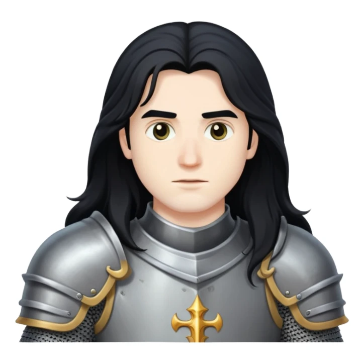 A knight with long black hair sticker