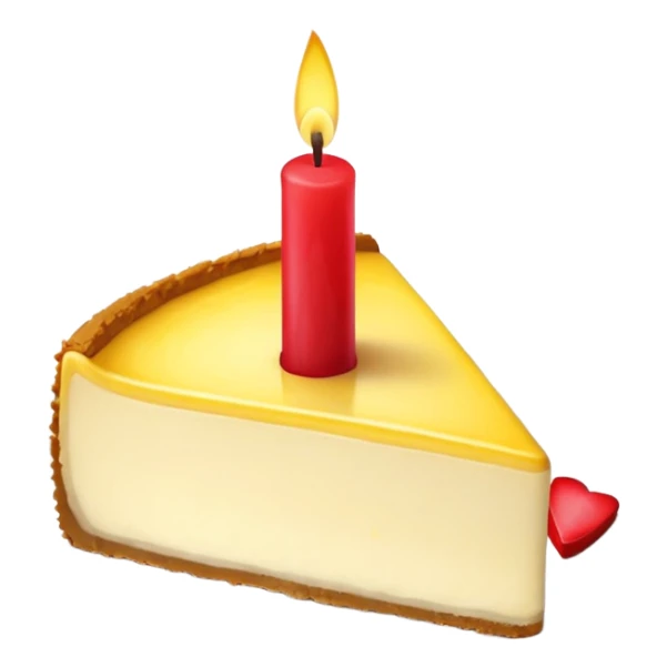 triangle lemon cheesecake on plate and red birthday candle sticker
