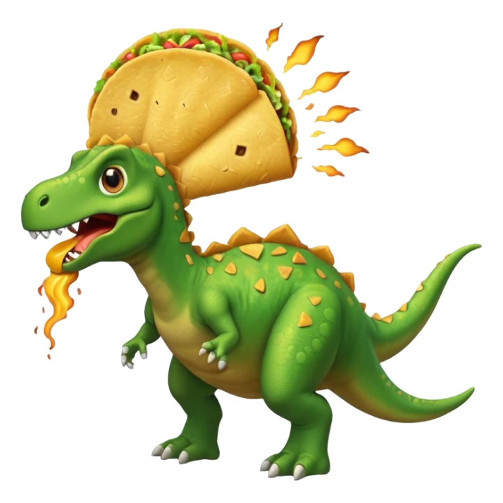 Dinosaur farting out a explosion with a taco  sticker