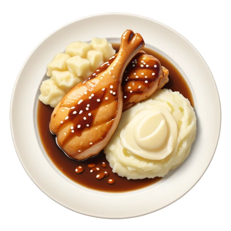 Plate of chicken teriyaki and mashed potatoes  sticker