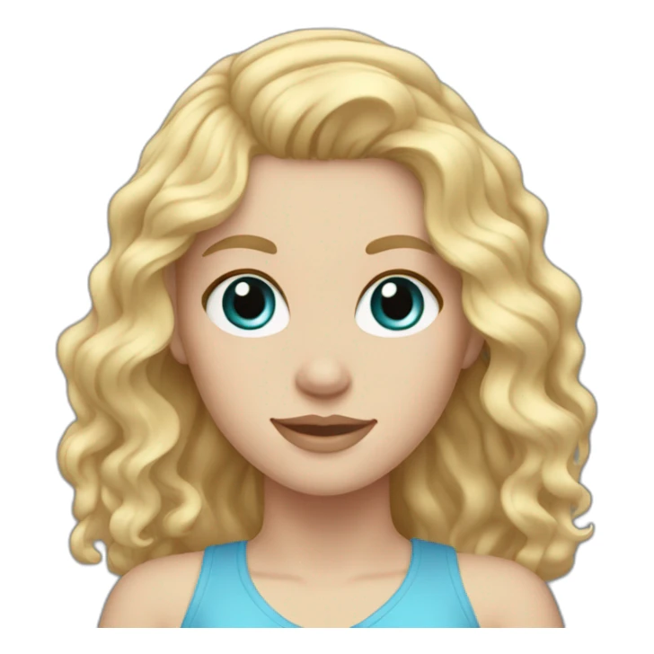 White girl with wavy blonde hair and blue eyes sticker