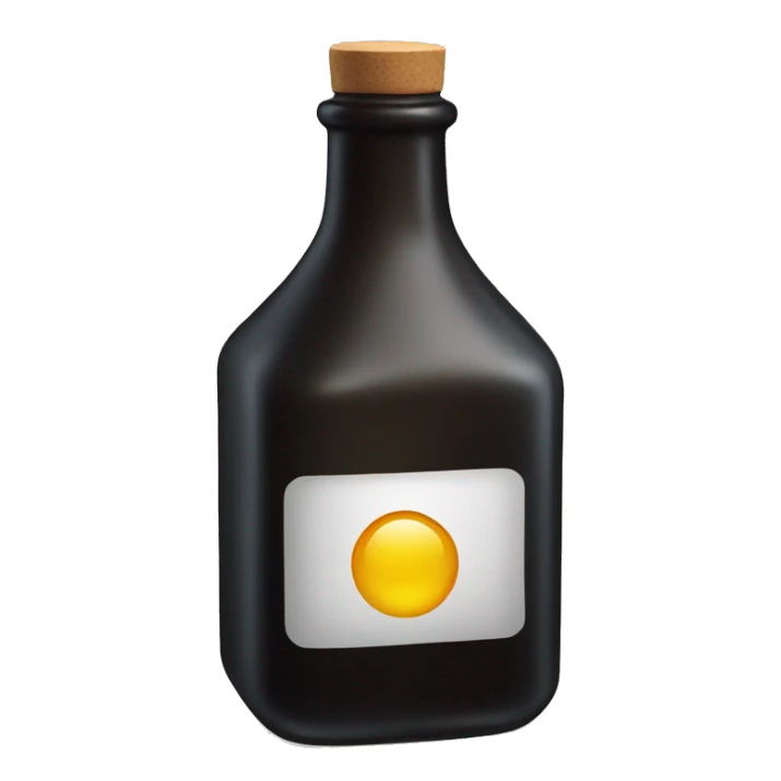 Dark glass bottle with oil sticker