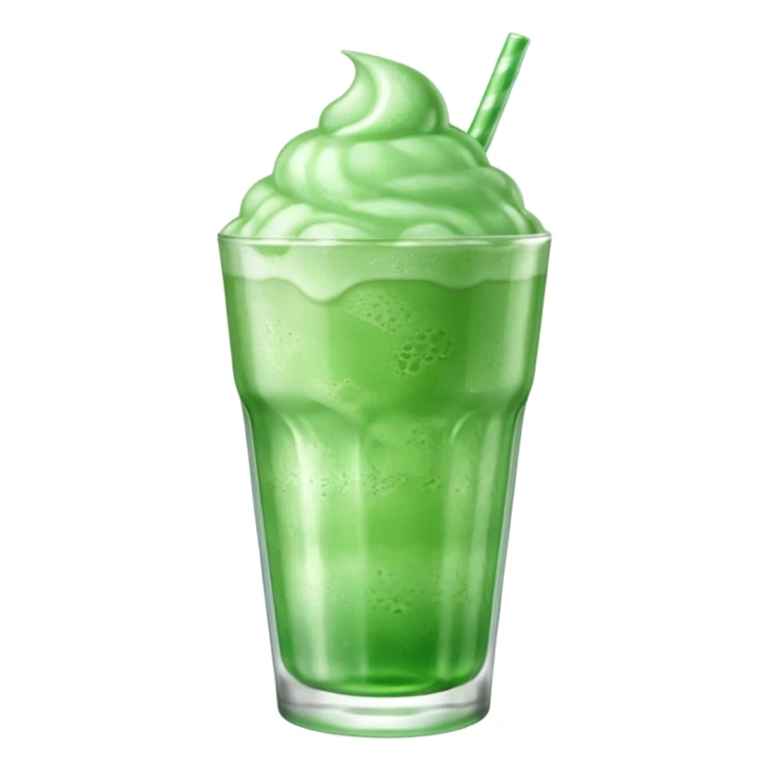 ice cream green soda on a glass with ice sticker
