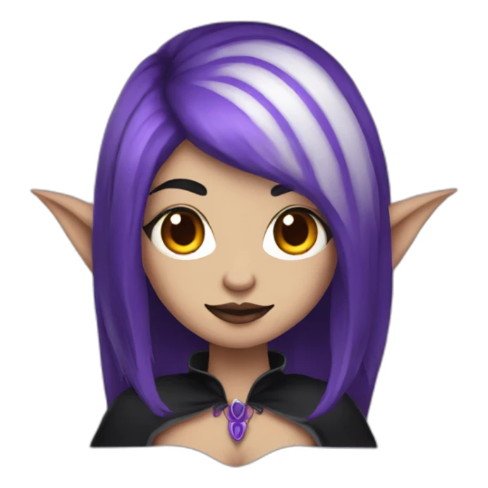 vampire witch elf with purple and black hair sticker