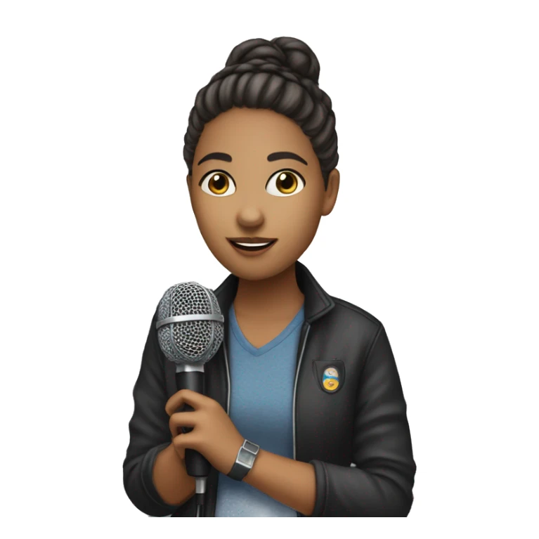 fan girl holding microphone sticker