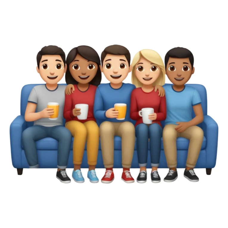 group of friends on couch having fun sticker