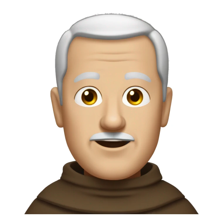 A middle-aged white male friar with a grizzled appearance, buzz cut, and a square jaw. sticker