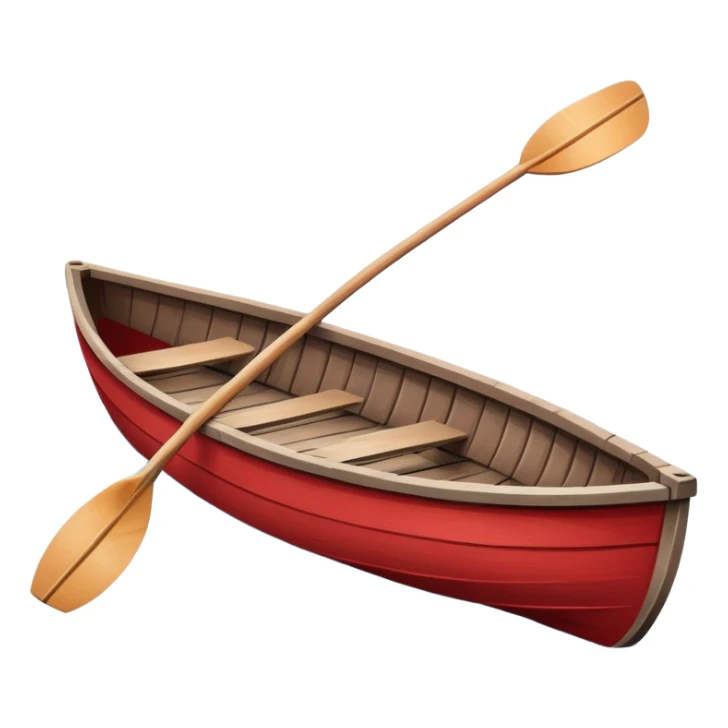 A red rowboat with a cute face and little oars as arms sticker