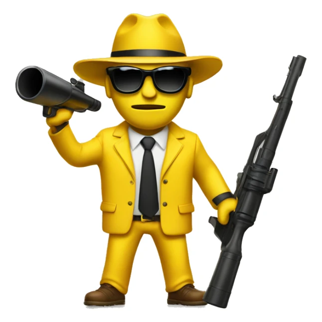 yellow suit mafia with bazooka and sunglasses sticker
