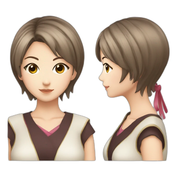 Okada Saki：Girl,Short hair,Brown hair sticker