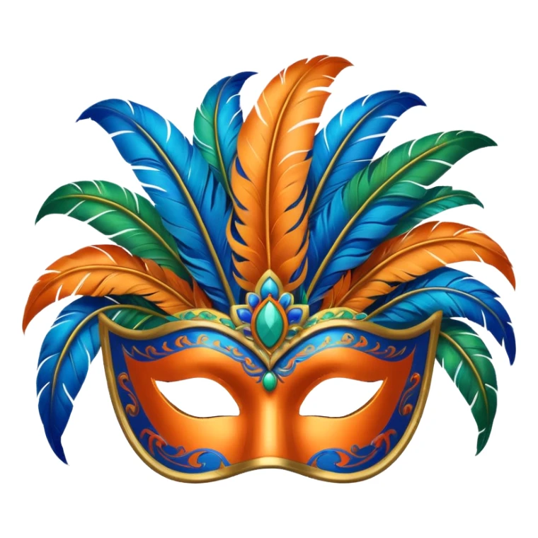 📦+ carnival mask in orange, blue and green , trying to make a carnival pack sticker