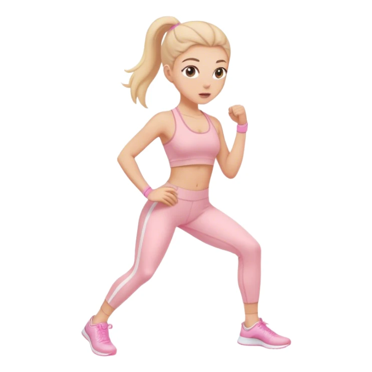 white girl  in light pink clothes exercising sticker