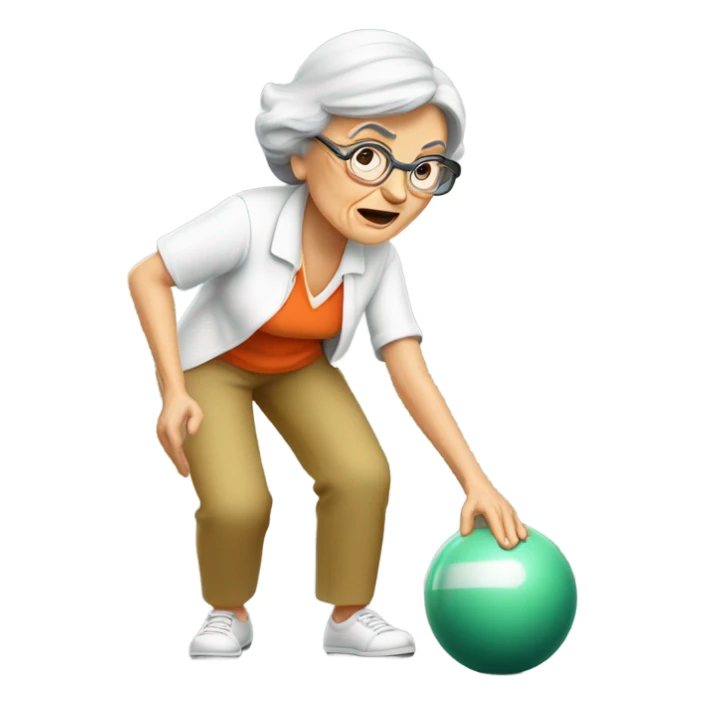 Older Lady playing lawn bowls sticker