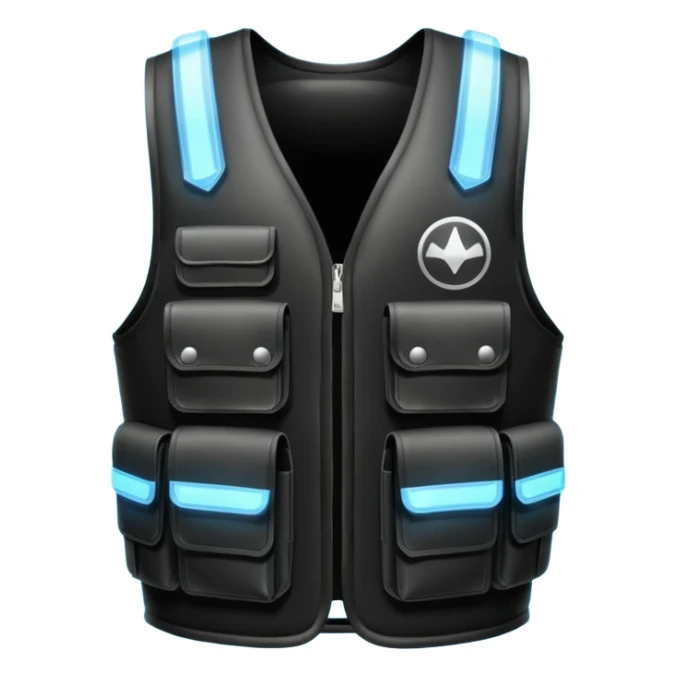 all-black bulletproof vest, glowing and sparkling sticker