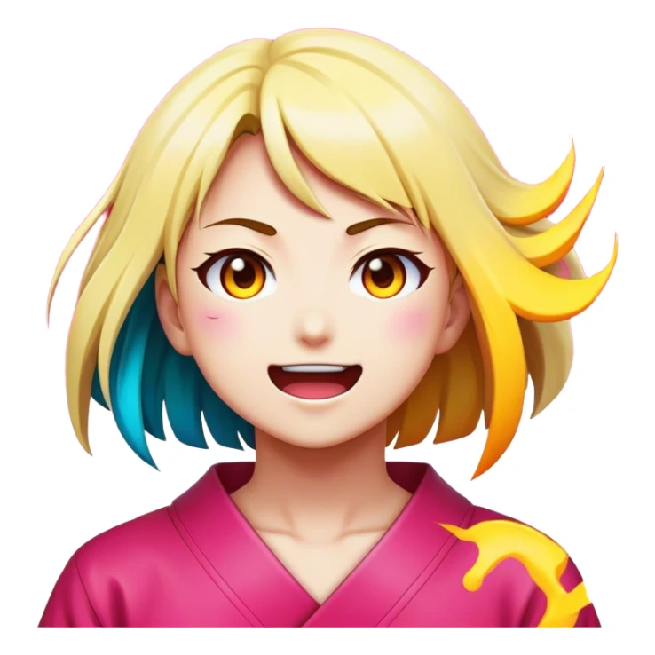 Cinematic Realistic Manga Comics Emoji, depicted as a dynamic stylized illustration inspired by Japanese manga art with bold lines and expressive characters, rendered with vibrant textures and energetic colorful lighting that captures its iconic style. sticker