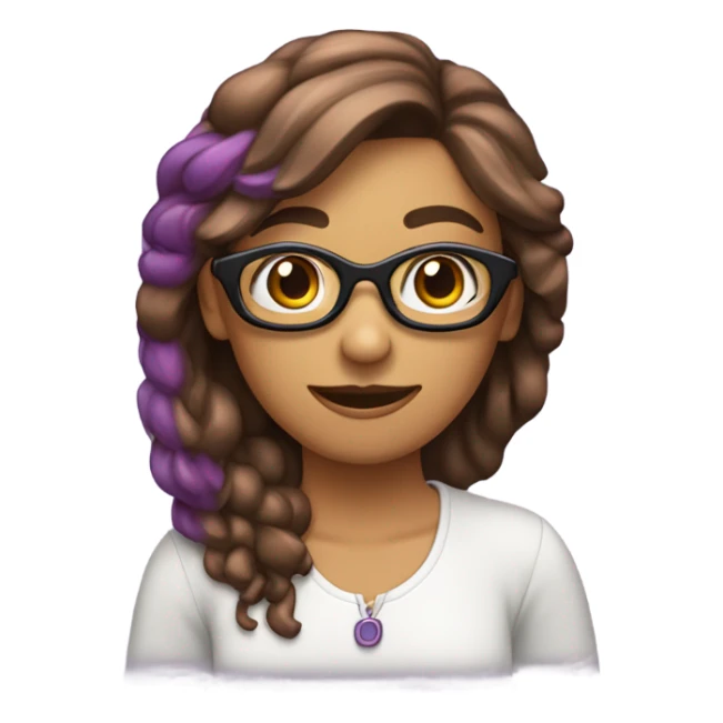 chica con jos marrones con gafas lilas i el pelo marron rizado sticker